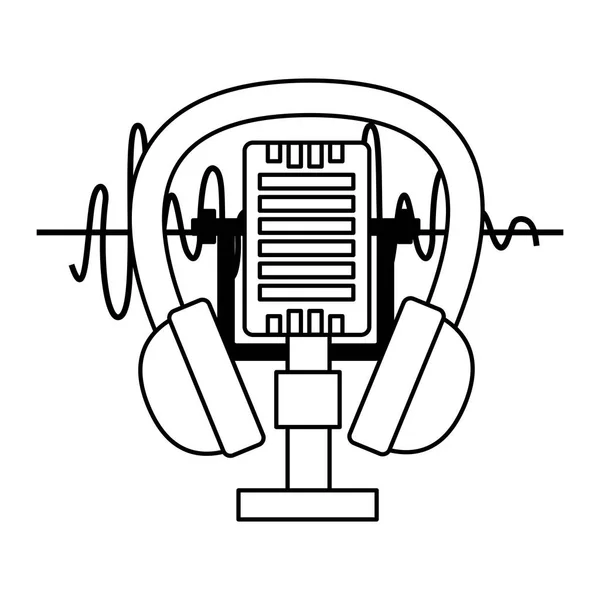 Festival de música de microfone e fone de ouvido — Vetor de Stock