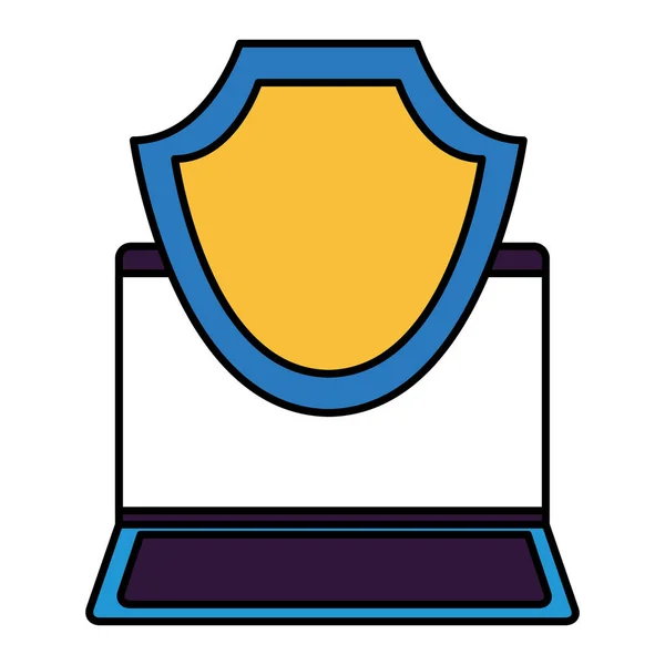 Laptop computer shield protection data — Stock Vector