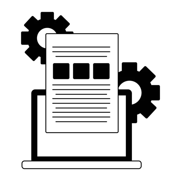 业务笔记本电脑报告文档齿轮 — 图库矢量图片