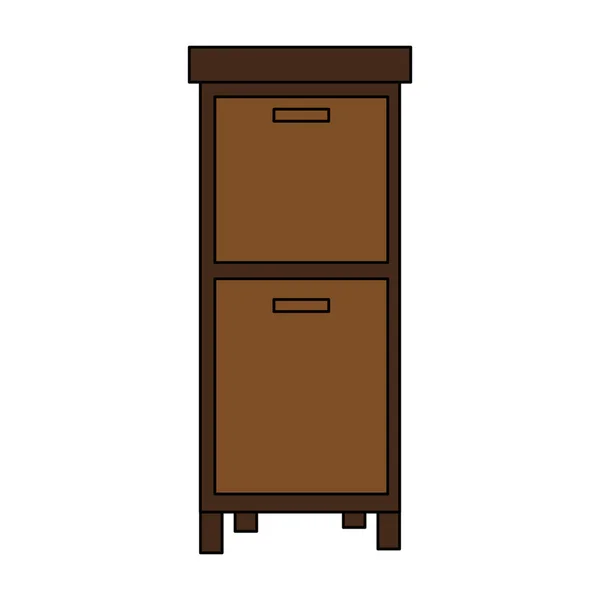 Mueble cajones gabinete sobre fondo blanco — Vector de stock