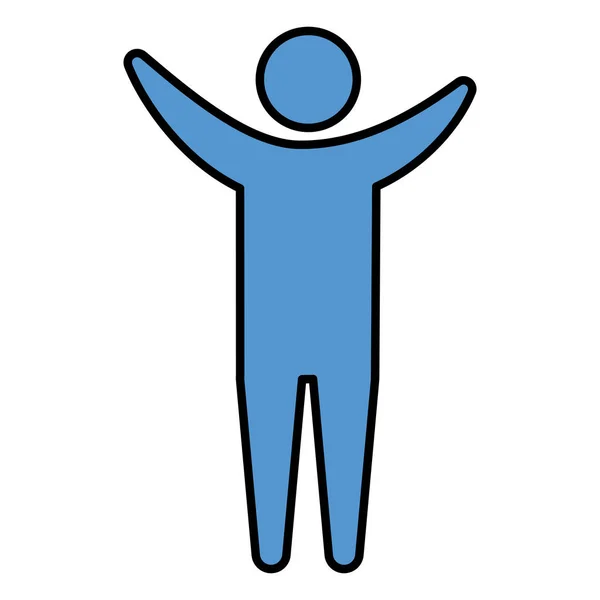 Pictograma azul hombre humano diseño plano — Archivo Imágenes Vectoriales