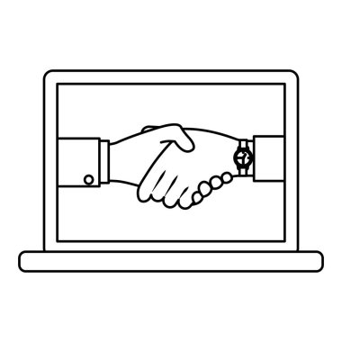 el sıkışma insanlar dizüstü bilgisayar düz tasarım