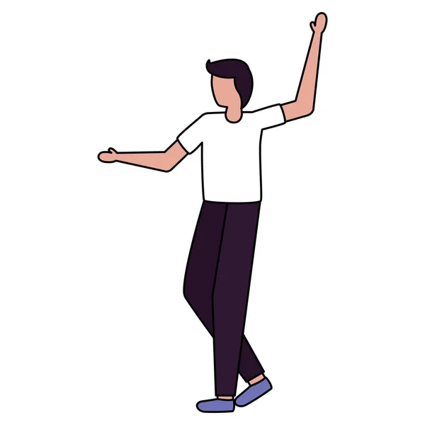 Muž tanec oslavující na bílém pozadí — Stockový vektor