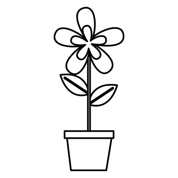 Kwiat w doniczce dekoracji białe tło — Wektor stockowy