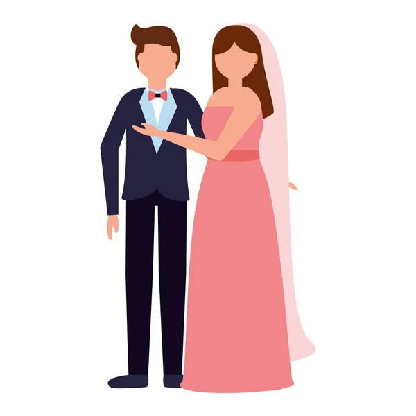 Düz tasarım düğün insanlar damat ve gelin — Stok Vektör