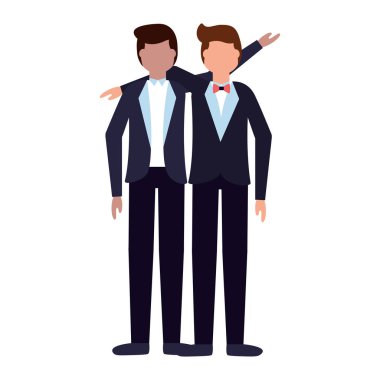 iki damat erkek düğün günü sarılmak