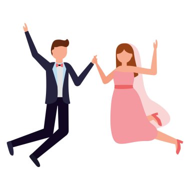 Gelin ve damat düğün günü kutluyor