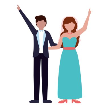 düz tasarım düğün insanlar damat ve gelin