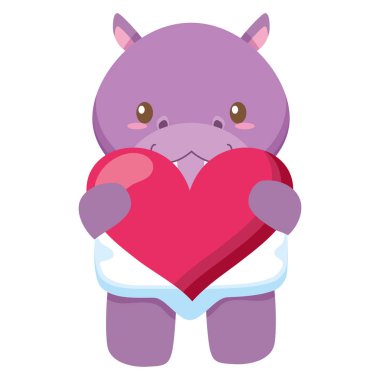 kalp aşk ile sevimli küçük Hippo bebek