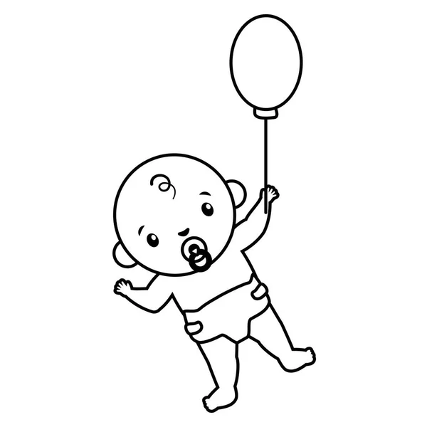 Baby Shower Boy z balonem na białym tle — Wektor stockowy