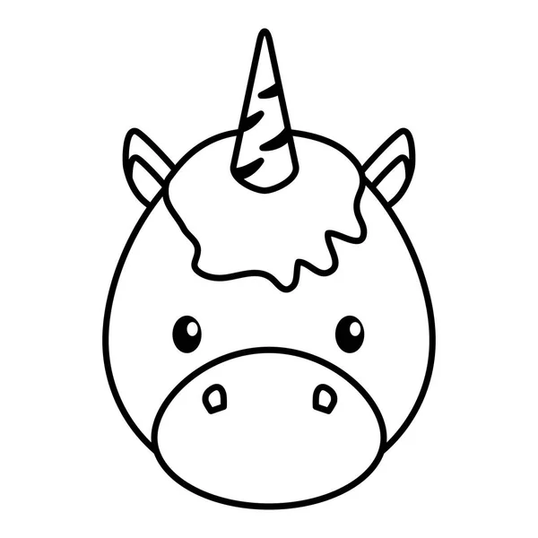 Cute little unicorn baby head character — Stock Vector