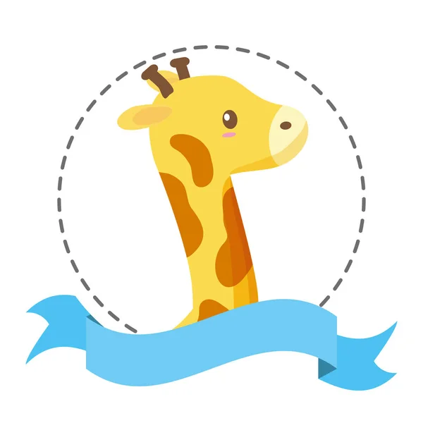 Baby toys giraffe sticker ribbon — Stock Vector