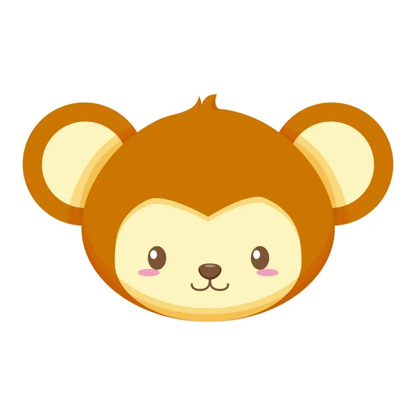 Carino piccolo scimmia testa bambino personaggio — Vettoriale Stock