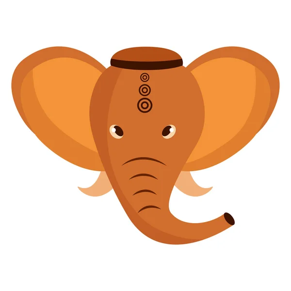 Indian elephant ganesha folk icon — Stock Vector