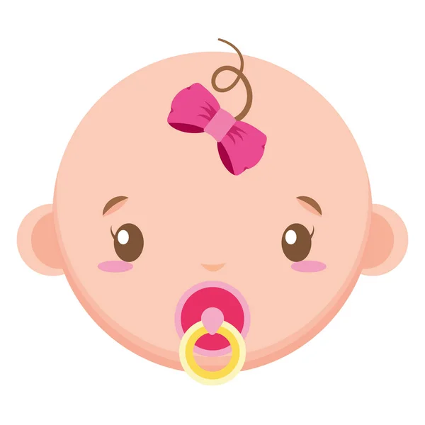 Lindo bebé niña cabeza carácter — Vector de stock