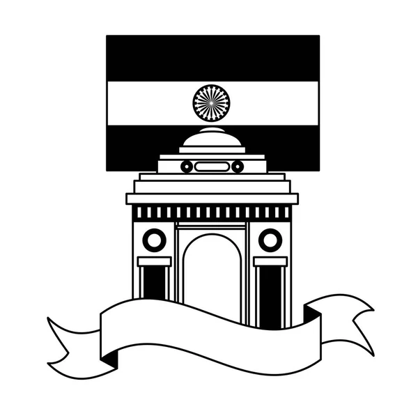 Indiai zászló függetlenség napja átjáró mecset — Stock Vector