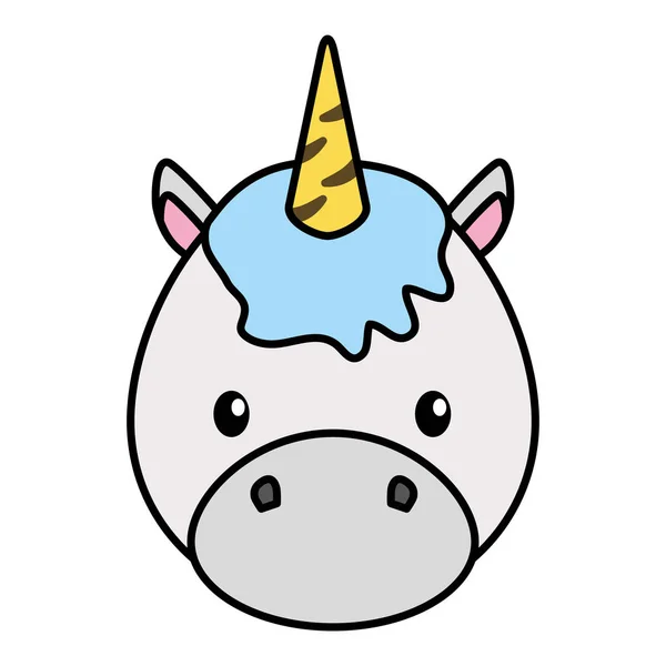 Karakter kepala bayi unicorn kecil yang lucu - Stok Vektor