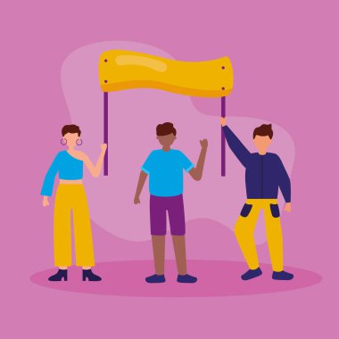 mutlu Doğum günü insanlar düz tasarım