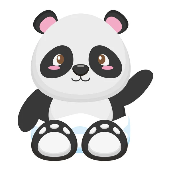 Mignon petit ours panda bébé personnage — Image vectorielle