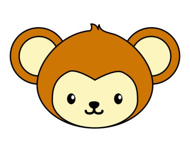 sevimli küçük maymun kafa bebek karakter