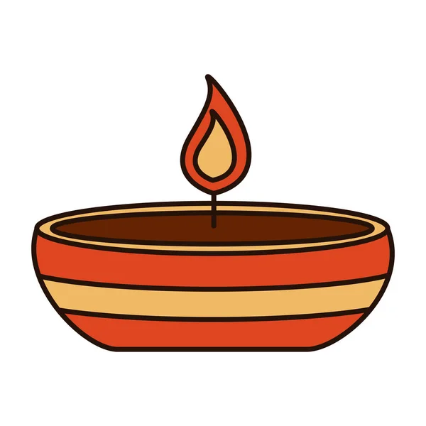 Candle fire in ceramic dish — Stock Vector