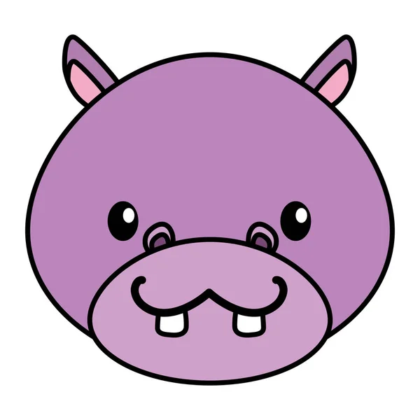 Schattige kleine Hippo baby hoofd karakter — Stockvector