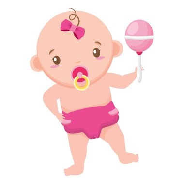 sevimli kız çocuk bezi ile çıngırak bebek duş