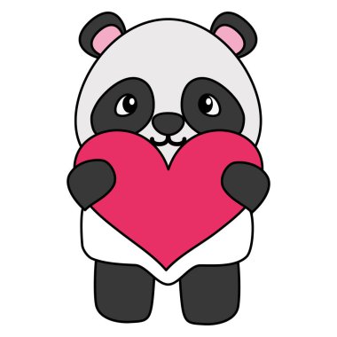 kalp aşk ile sevimli küçük ayı Panda