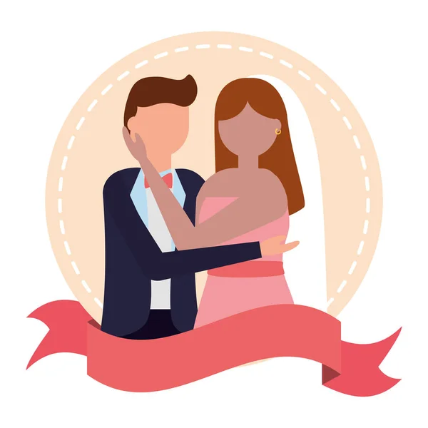 Diseño plano boda personas novio y novia — Archivo Imágenes Vectoriales