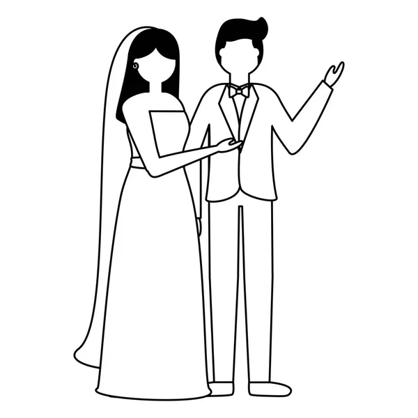 Плоский дизайн свадьба люди жених и невеста — стоковый вектор