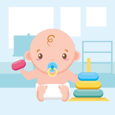 kazık Yüzükler oyuncak ile sevimli küçük bebek çocuk