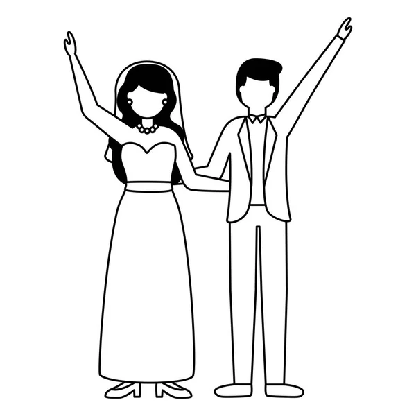 Diseño plano boda personas novio y novia — Vector de stock