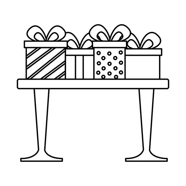 Святкування подарункових коробок на столі — стоковий вектор