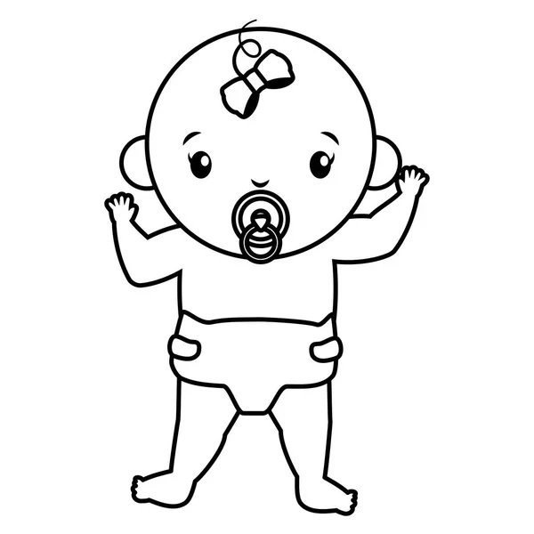 Cute Girl w pieluchy z pacyfikatorem Baby Shower — Wektor stockowy