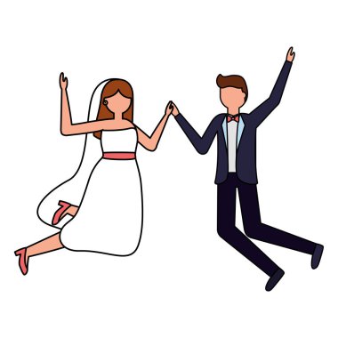 Gelin ve damat düğün günü kutluyor