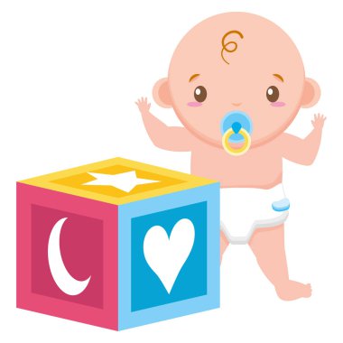 küp oyuncak ile sevimli küçük bebek çocuk