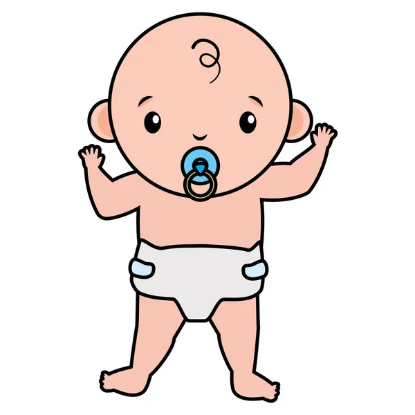 Cute Little Baby Boy z postacią smoczek — Wektor stockowy