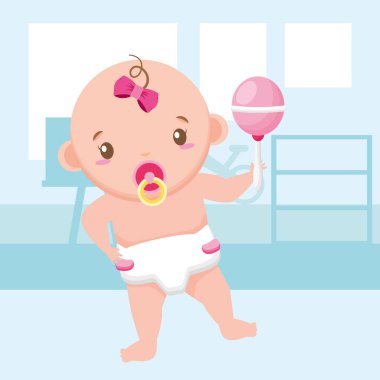 maracas ile sevimli küçük bebek kız