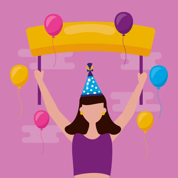 Feliz aniversário pessoas design plano — Vetor de Stock