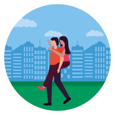 şehir parkında romantik çift