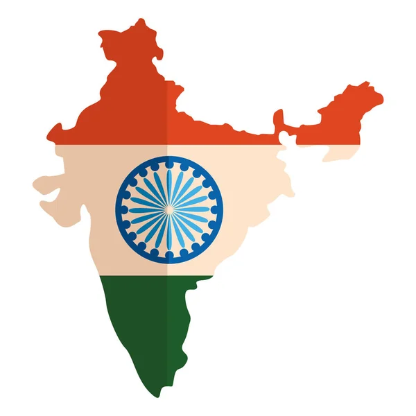 Carte avec drapeau indien fête de l'indépendance — Image vectorielle