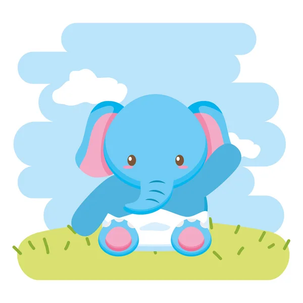 Милый маленький слон персонаж ребенка — стоковый вектор