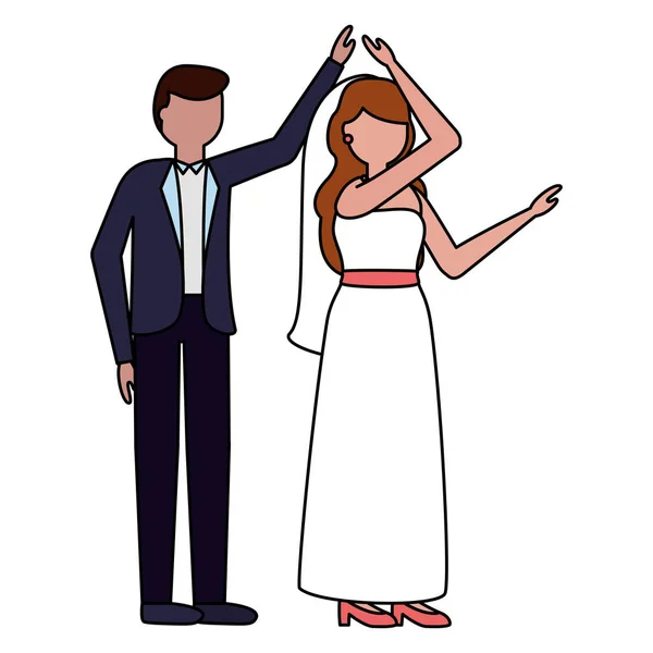 Νύφη και ο γαμπρός γιορτάζει την ημέρα του γάμου — Διανυσματικό Αρχείο
