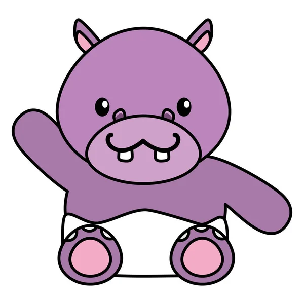 Bonitinho pequeno hipopótamo bebê personagem —  Vetores de Stock