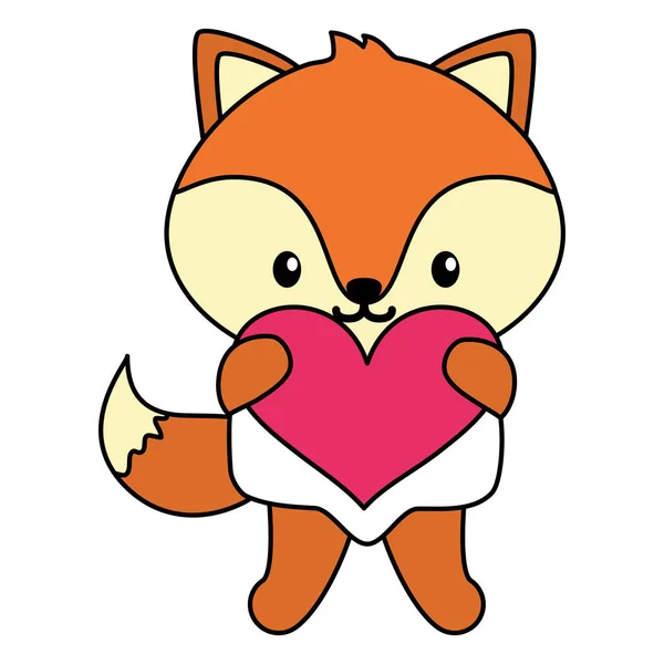 Cute Little Fox Baby z sercem — Wektor stockowy