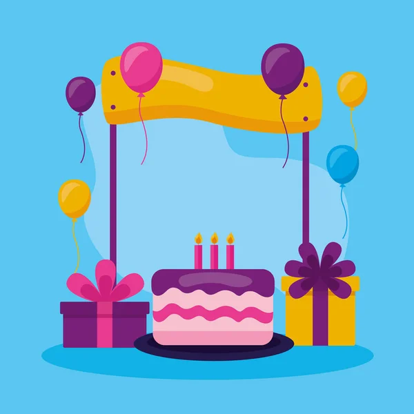 Gelukkige verjaardag mensen plat ontwerp — Stockvector