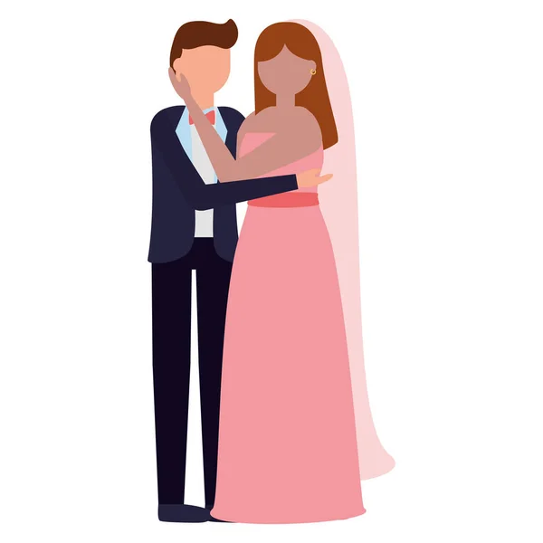 Flat design wedding people groom and bride — Stock Vector