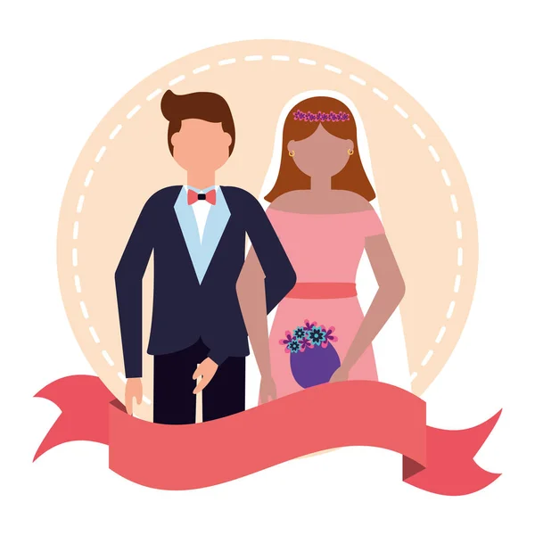 Diseño plano boda personas novio y novia — Archivo Imágenes Vectoriales