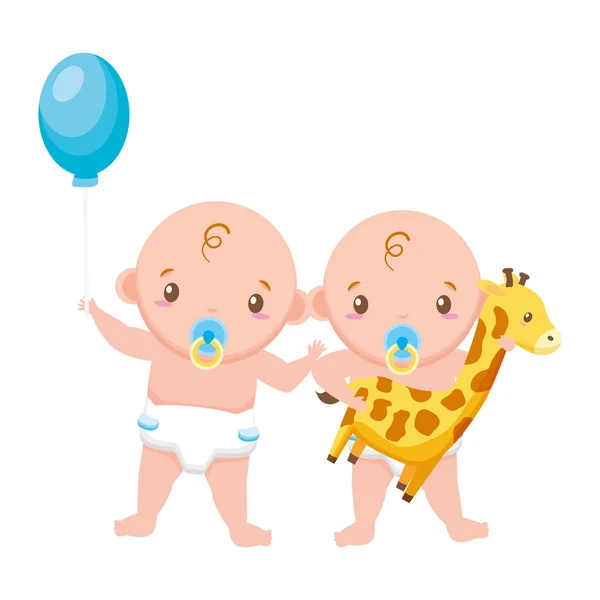 Babies boy and girl baby shower — Stock Vector