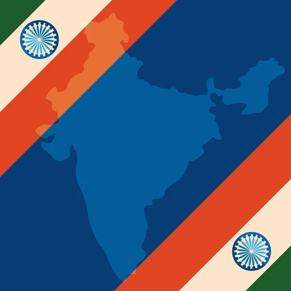 Banderas indias marco del día de independencia — Vector de stock